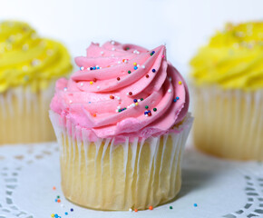 Pink Cupcake with Sprinkles