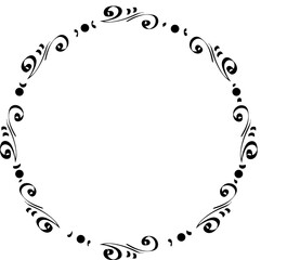 Floral circle frame, wreath round border. Vector hand drawn doodle sketch style.