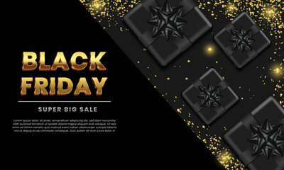 Super big sale card for black friday. sale card vector with gift box