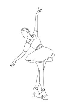 ballerina dancing in line art style clip art preview
