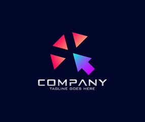 Modern colorful mouse pointer click view logo design
