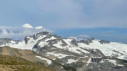 Obraz premium Mountains and glacier blue sky with clouds 