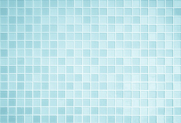 Blue light ceramic wall chequered and floor tiles mosaic background in bathroom.
