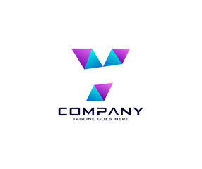 Modern Colorful Letter Y Triangle Geometric Logo Design