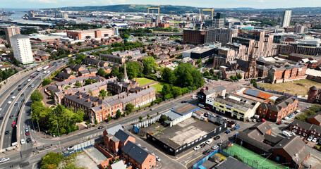 Aerial photo of Belfast Cityscape in Northern Ireland