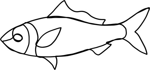doodle freehand sketch continuous line freehand drawing of fish.