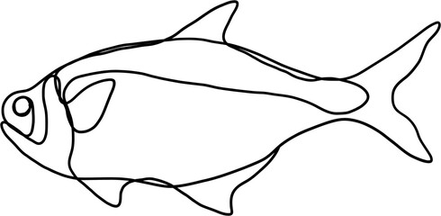 doodle freehand sketch continuous line freehand drawing of fish.