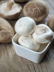 신선한 유기농 양송이버섯과 표고버섯