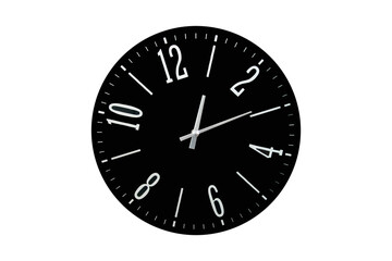 Time concept with black clock on white isolated background