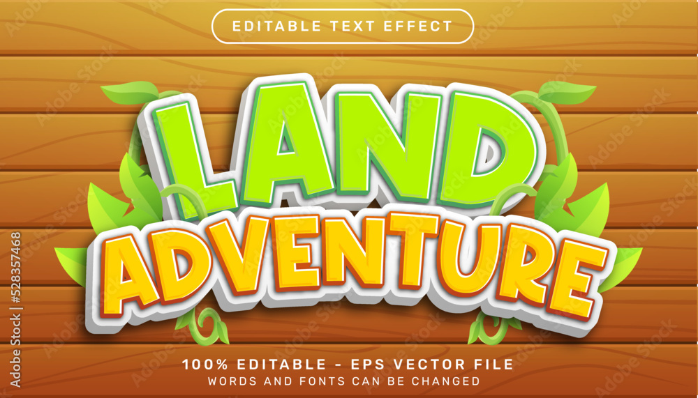 Aufkleber land adventure 3d text effect and editable text effect