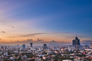 aerial view of mexico city during sunrise