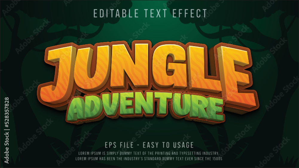 Wall mural jungle adventure editable text effect