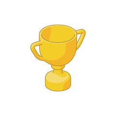 Color illustration of a golden goblet on a white background. Vector illustration. Design element for poster, banner, badge, sticker, label. Sports symbols.
