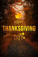 Happy Thanksgiving Day text against footpath