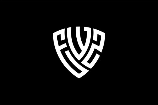 EWZ creative letter shield logo design vector icon illustration