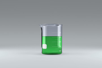 Beaker with green chemical solution