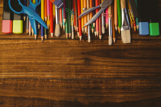 Color pencils on table