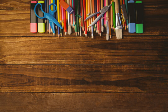Color pencils on table