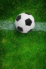 Fototapeta premium Soccer ball on marking line