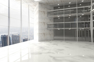 Modern room overlooking city