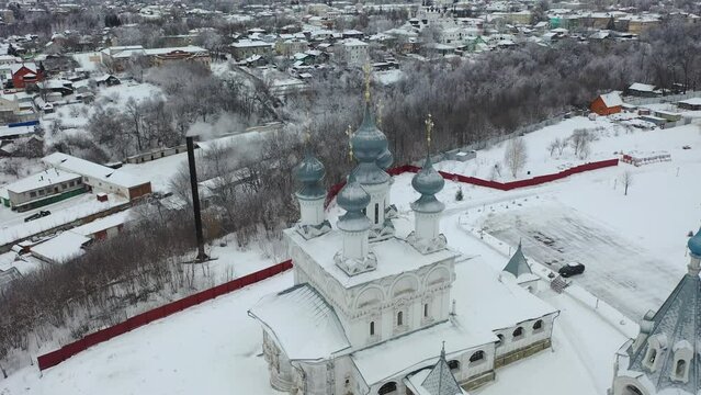 Aerial view of the Resurrection Monastery in the city of Murom. Russia