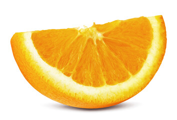 Ripe oranges cut in separate pieces on a white background.