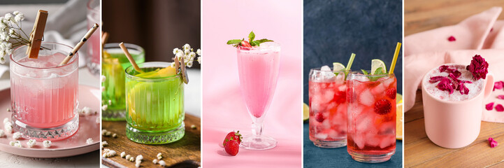 Collection of natural beverages on table