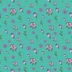 Fototapeta premium Verbena flowers plant vector repeat pattern design