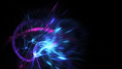 Abstract blue lights. Fantastic space background. Digital fractal art. 3d rendering.