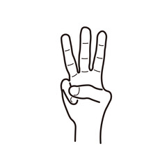 3を数える手のイラスト