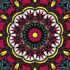 Abstract festive colorful mandala vector ethnic tribal pattern