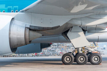 Close up of aircraft at the hangar