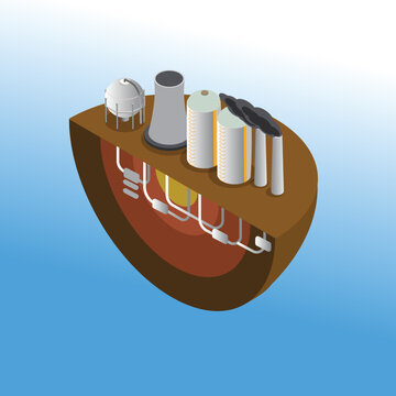 Plant With Underground Pipes Isometric 3d Flat Vector Illustration Concept For Banner, Website, Landing Page, Ads, Flyer Template, Etc