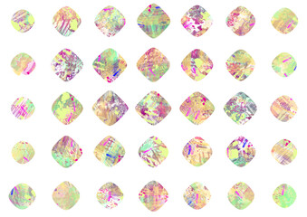 カラフルなアブストラクト模様を利用した四角いドット柄