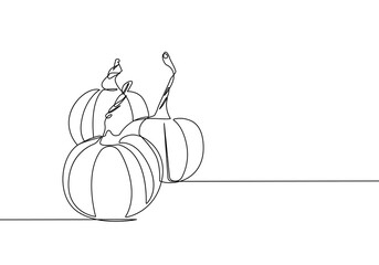 Pumpkin Vector Hand Drawn Continuous Line Art Drawing. Pumpkin Simple Minimalist Trendy Contemporary Design Perfect for Wall Art, Prints, Social Media, Posters, Invitations, Branding Design.	