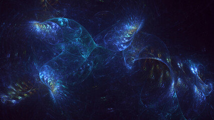 3D rendering abstract multicolor technology fractal light background