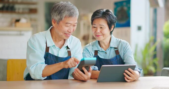old couple use tablet