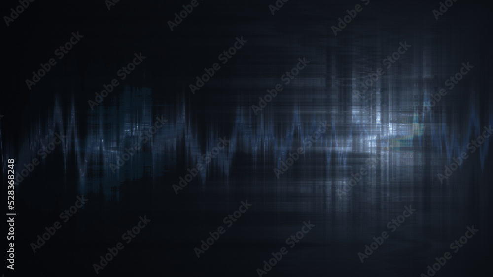 Wall mural animated wave background. futuristic mysterious flowing digital particles wave de-focus virtual real