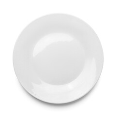 Empty ceramic plate isolated on white, top view