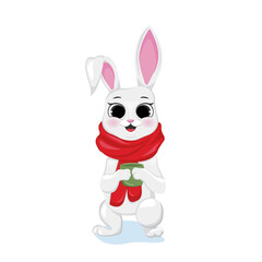 Fototapeta na wymiar Cute winter bunny and mug. Symbol of the new year, Christmas.