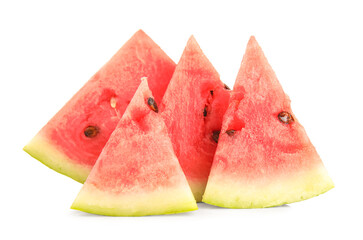 Slices of juicy watermelon isolated on white background