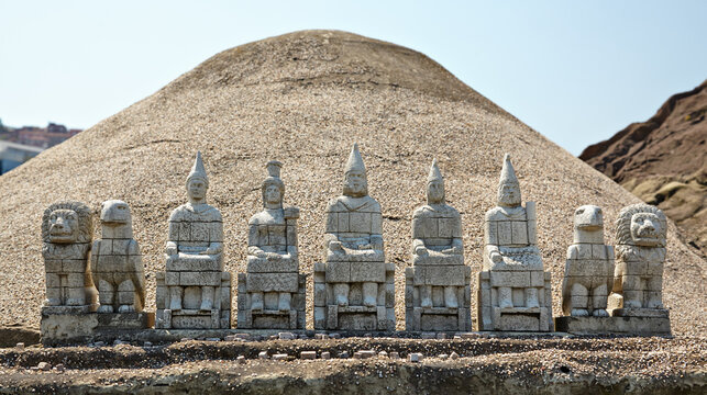 Miniaturk, Istanbul. A Reconstruction Of Huge Statues Of Gods On The Mount Nemrud, Turkey