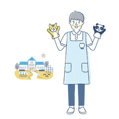 保育士の男性と保育園