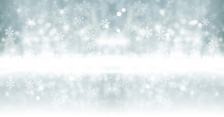 Fototapeta na wymiar white snow blur abstract background. Bokeh Christmas blurred beautiful shiny Christmas lights