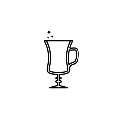 sparkling irish coffee glass icon on white background. simple, line, silhouette and clean style. black and white. suitable for symbol, sign, icon or logo