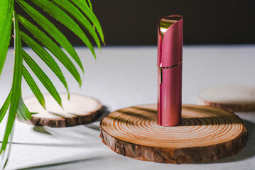 lipstick on a wooden stand