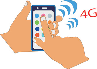 スマホを操作する人物のイラスト
