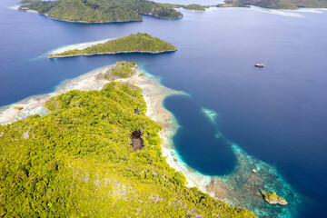 Aerial view of Fam Islands, Raja Ampat Indonesia.