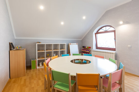Interior of a montessori kindergarten