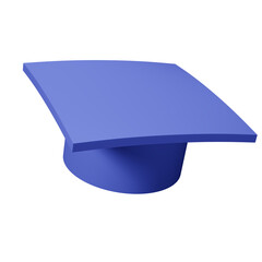 Blue graduation hat education schools 3D illustration icon